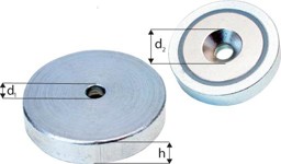 Bild von Neodym-Magnet-Flachgreifer mit Bohrung und 90°-Ansenkung