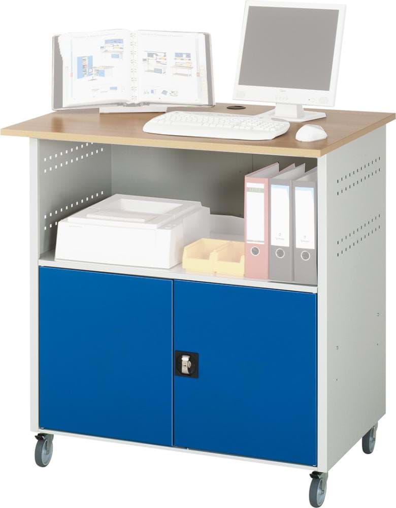 Picture of Computer-Tisch B1100xT800xH1100 mm RAL 7035/5010 mobil ohne Monitorgehäuse