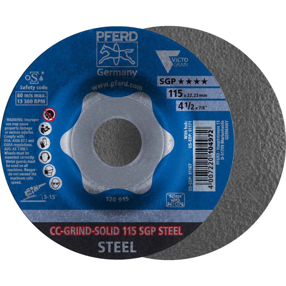 Picture of CC-GRIND-SOLID Schleifscheibe 115x22,23 mm COARSE Speziallinie SGP STEEL für Stahl