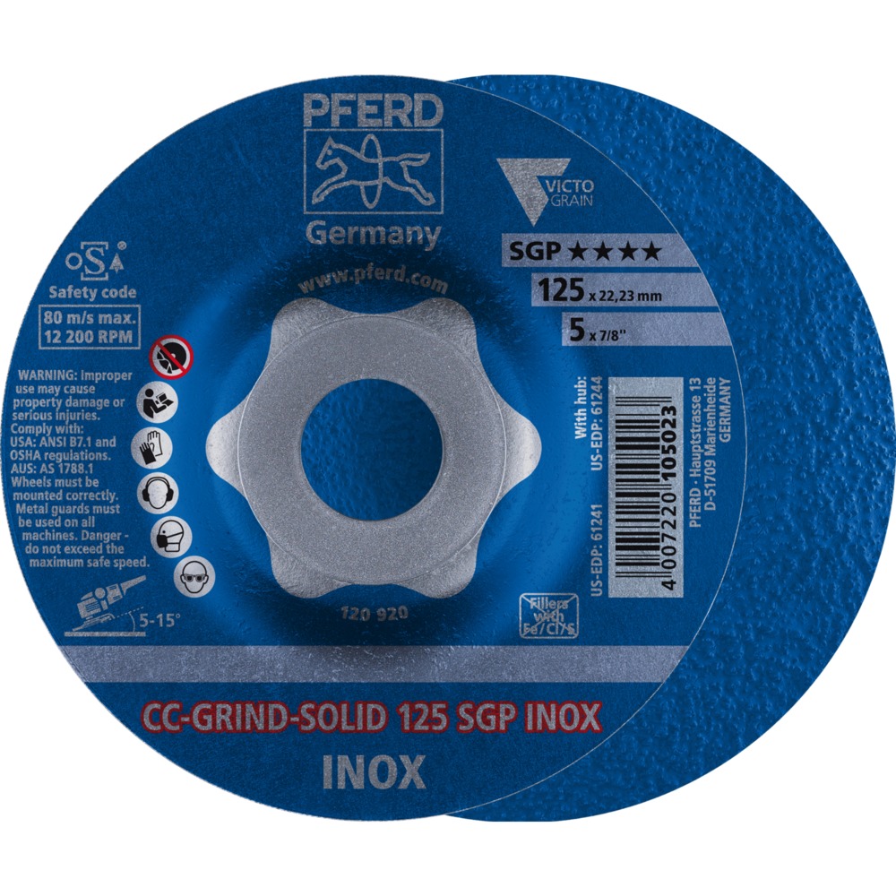 Imagen de CC-GRIND-SOLID Schleifscheibe 125x22,23 mm COARSE Speziallinie SGP INOX für Edelstahl