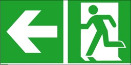 Bild von Rettungsweg links mit Zusatzzeichen
