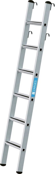 Bild von Regaleinhängeleiter mit gebördelten Stufen und ZARGES Safer Step Technology