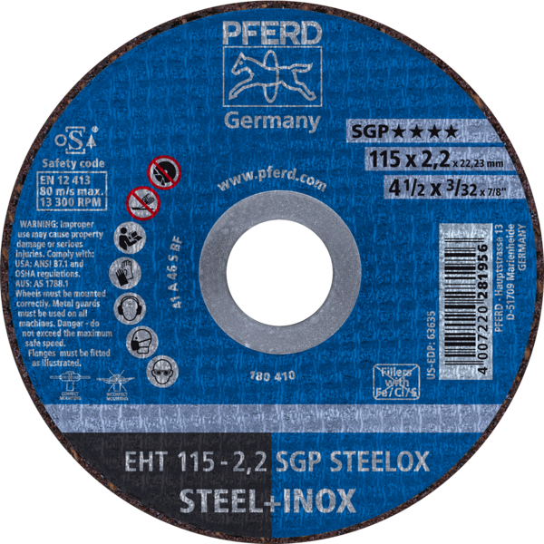 Bild von Trennscheibe EHT 115x2,2x22,23 mm gerade Speziallinie SGP STEELOX für Stahl/Edelstahl