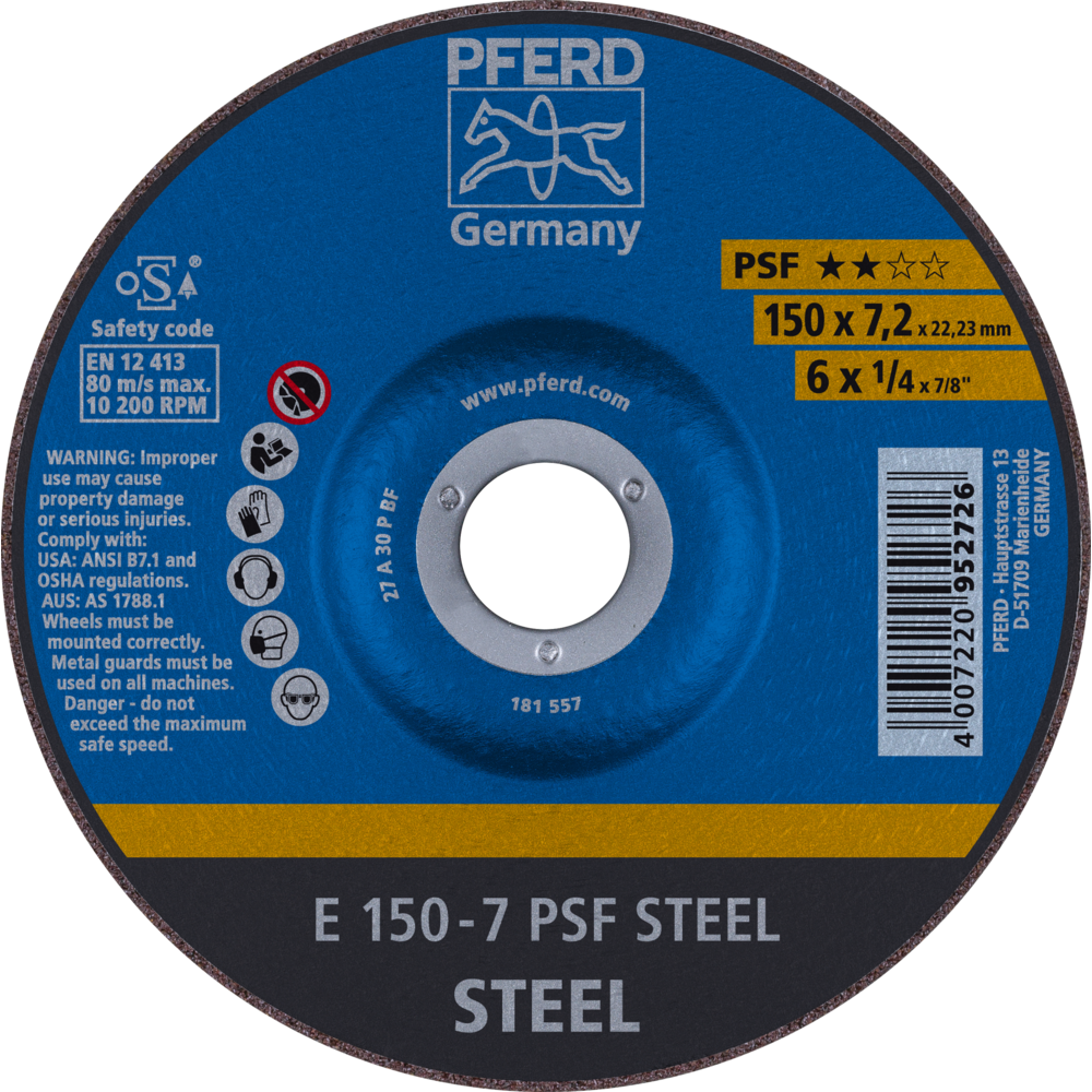 Imagen de Schruppscheibe E 150x7,2x22,23 mm Universallinie PSF STEEL für Stahl