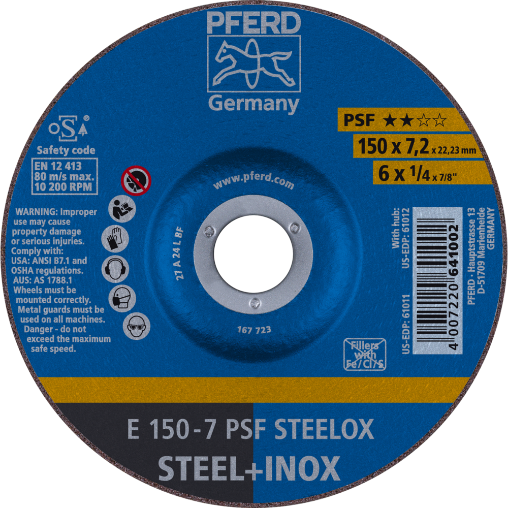 Imagen de Schruppscheibe E 150x7,2x22,23 mm Universallinie PSF STEELOX für Stahl/Edelstahl