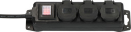 Bild von Steckdosenverteiler mit Schalter IP44 3-fach schwarz 2m H07RN-F 3G1,5